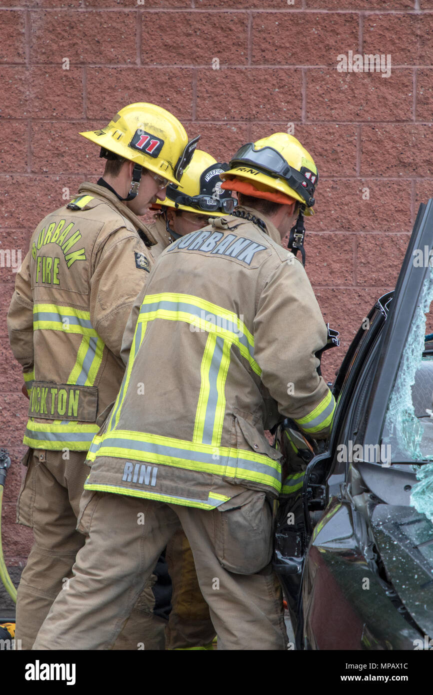 Burbank Fire Department Pneumatic Jaws of Life Demonstration Stock