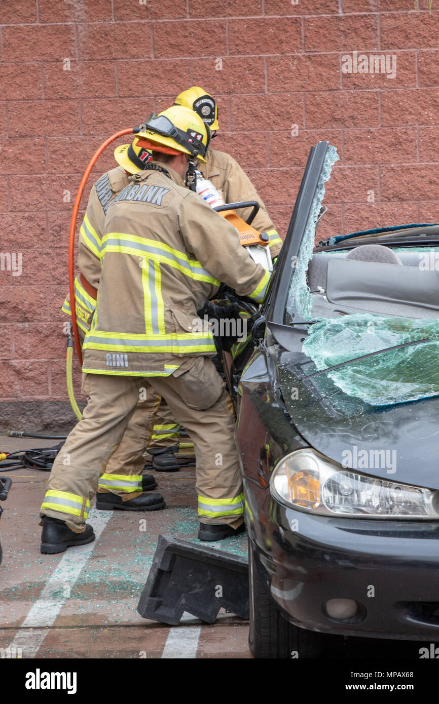 Burbank Fire Department Pneumatic Jaws of Life Demonstration Stock