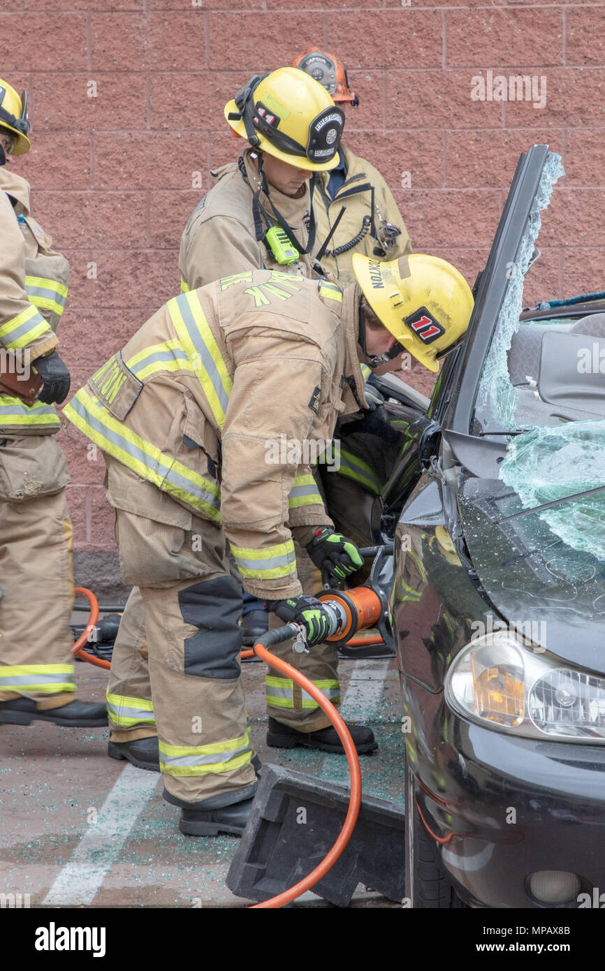 Burbank Fire Department Pneumatic Jaws of Life Demonstration Stock