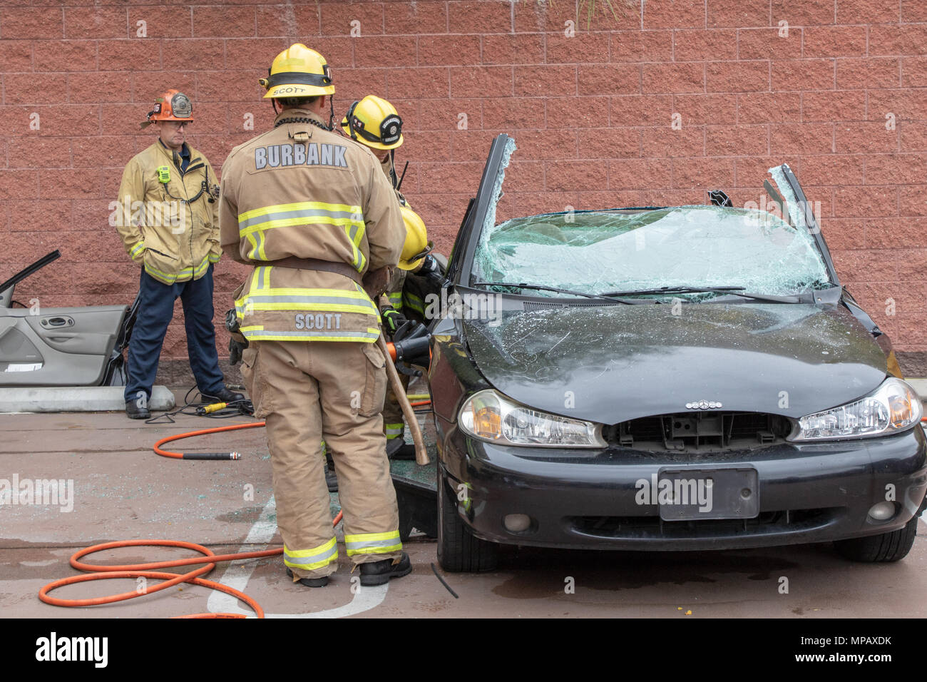Burbank Fire Department Pneumatic Jaws of Life Demonstration Stock
