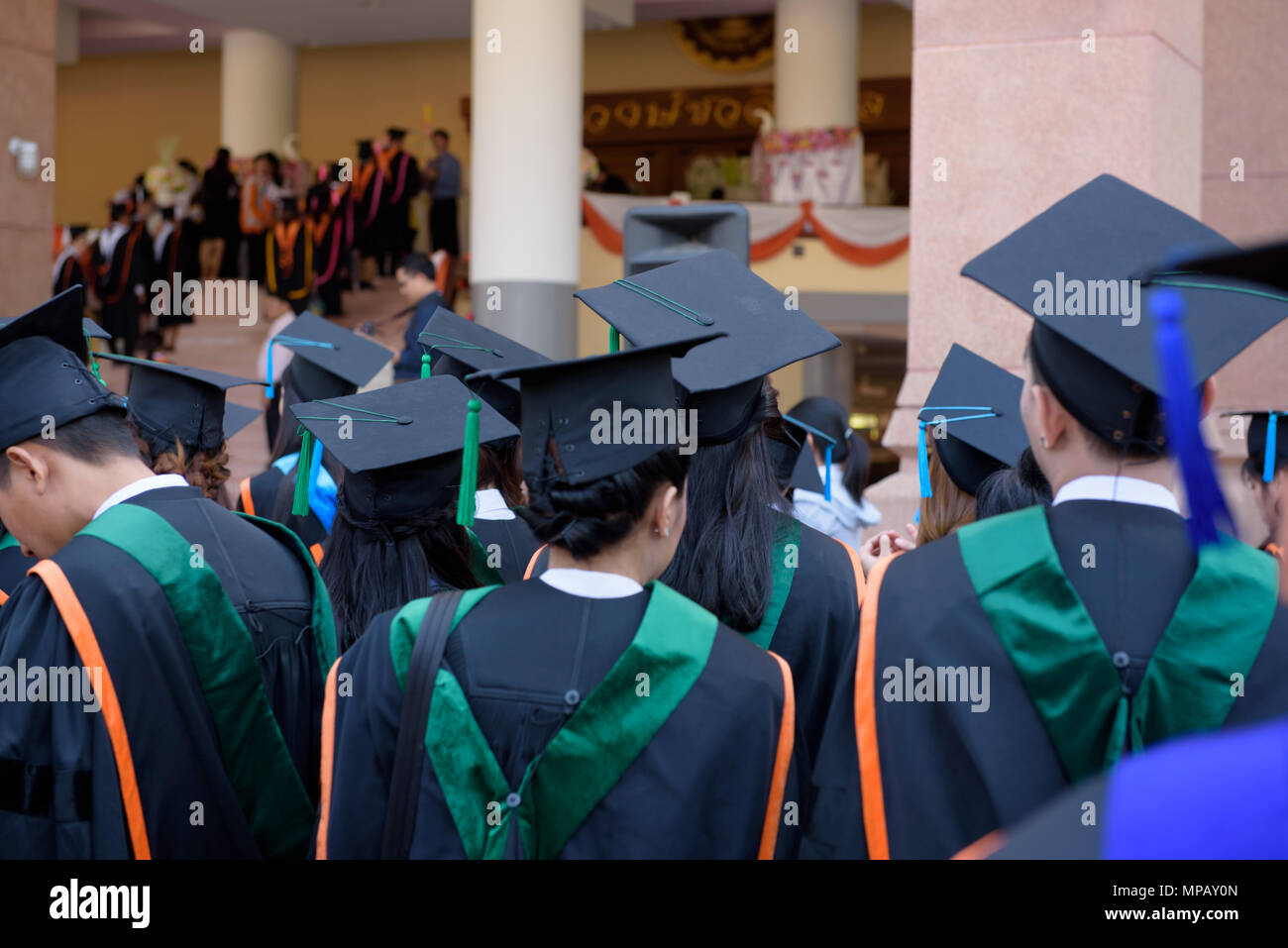 Graduates wear graduation gowns,Ceremonies of university graduates Stock Photo Alamy