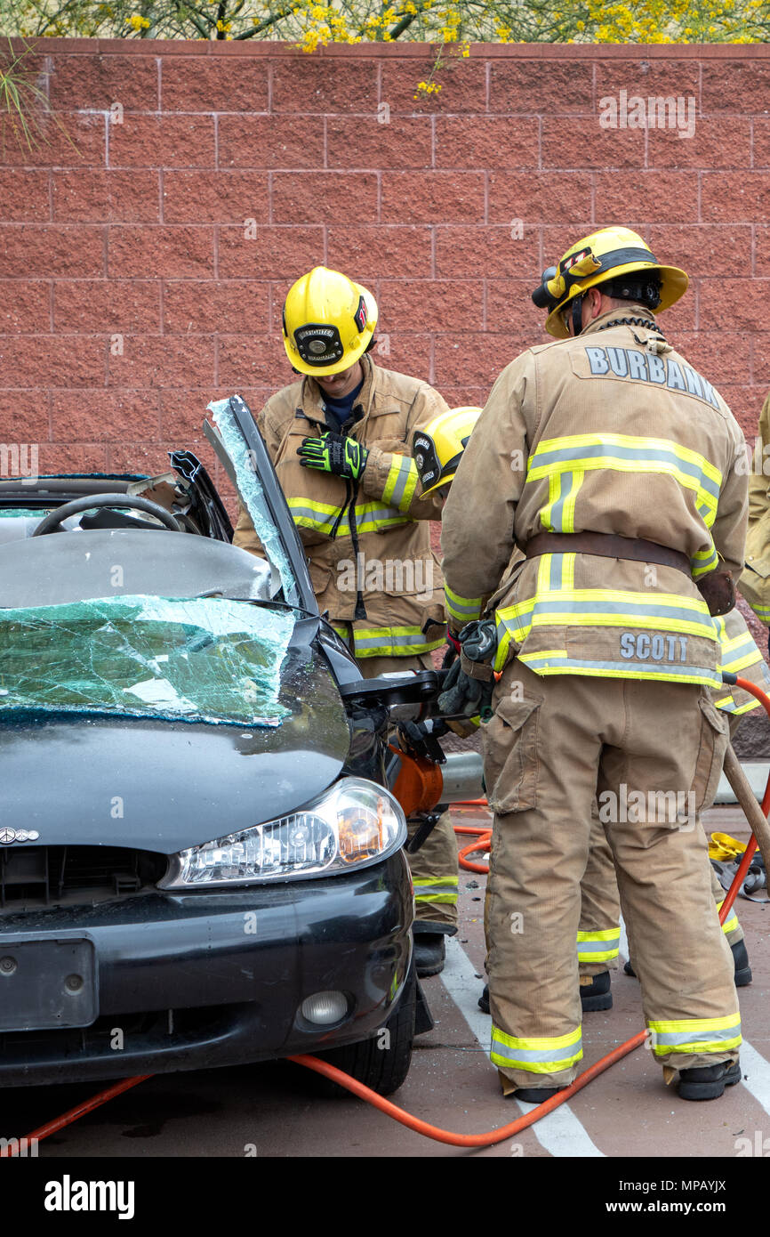 Burbank Fire Department Pneumatic Jaws of Life Demonstration Stock