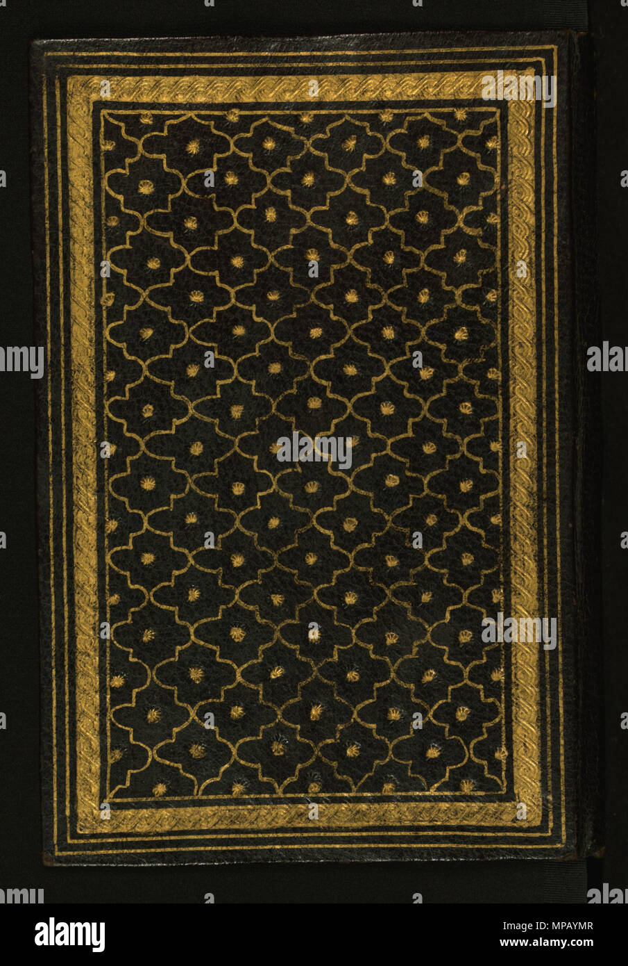 Anonymous (Islamic). 'Binding from Koran,' 1865-1866. black morocco with gold. Walters Art Museum (W.577.binding): Acquired by Henry Walters. W.577.binding 911 Muhammad ibn Mustafa Izmiri - Qur'an - Walters W577 - Closed Top View A Stock Photo