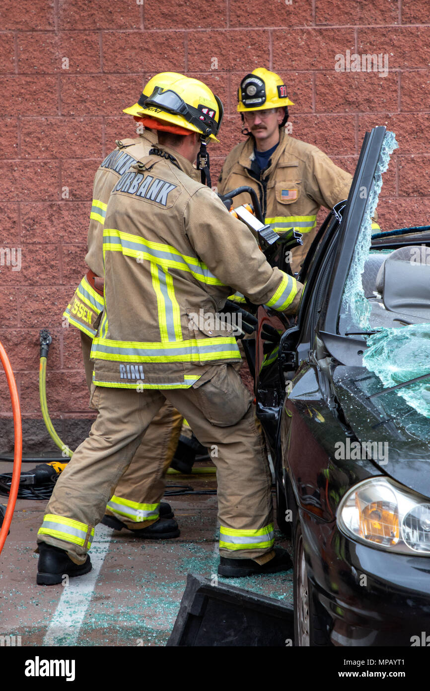 Burbank Fire Department Pneumatic Jaws of Life Demonstration Stock