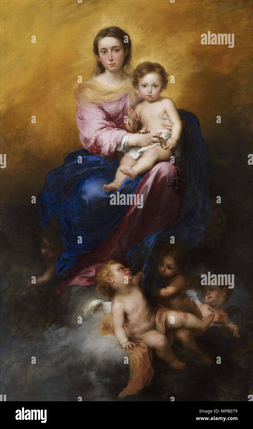 DPG 281 - The Madonna of the Rosary, Bartolomé Estéban Murillo 913 Murillo, Bartolomé Estéban - The Madonna of the Rosary - Google Art Project Stock Photo