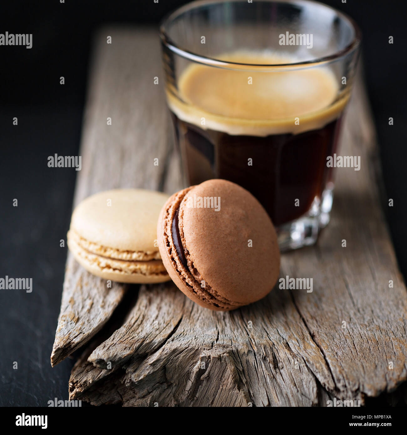 Chocolate and coffee macarons Stock Photo Alamy