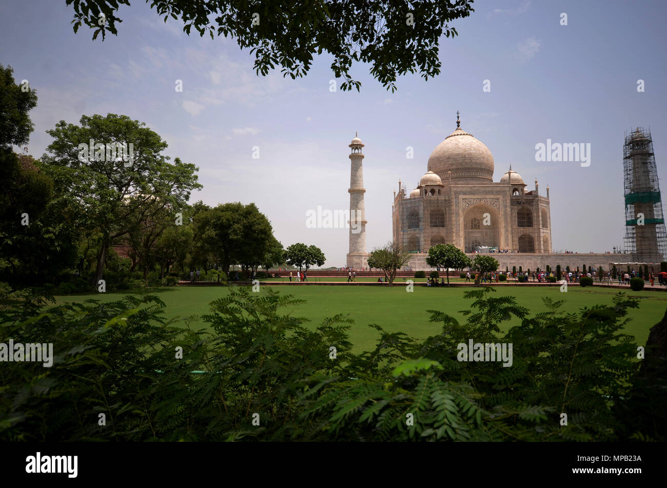 Taj Mahal under repair Stock Photo
