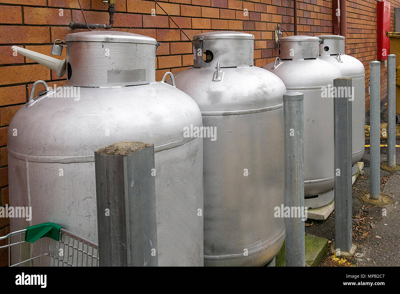 Gas bottles used for ower Stock Photo Alamy