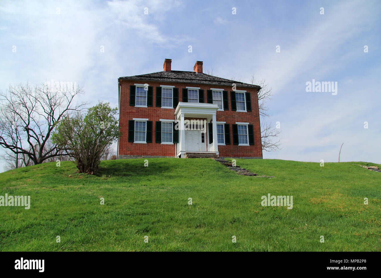 The Pry House served as both field hospital and headquarters to Union General George B. McClellan during the Civil War Battle of Antietam in Maryland Stock Photo