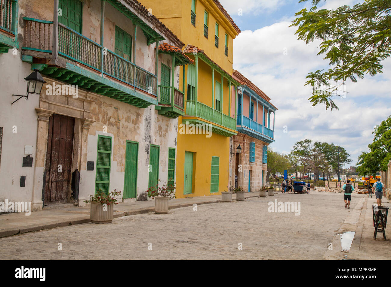 Local colorful streets and building architecture in Old Havana Cuba ...