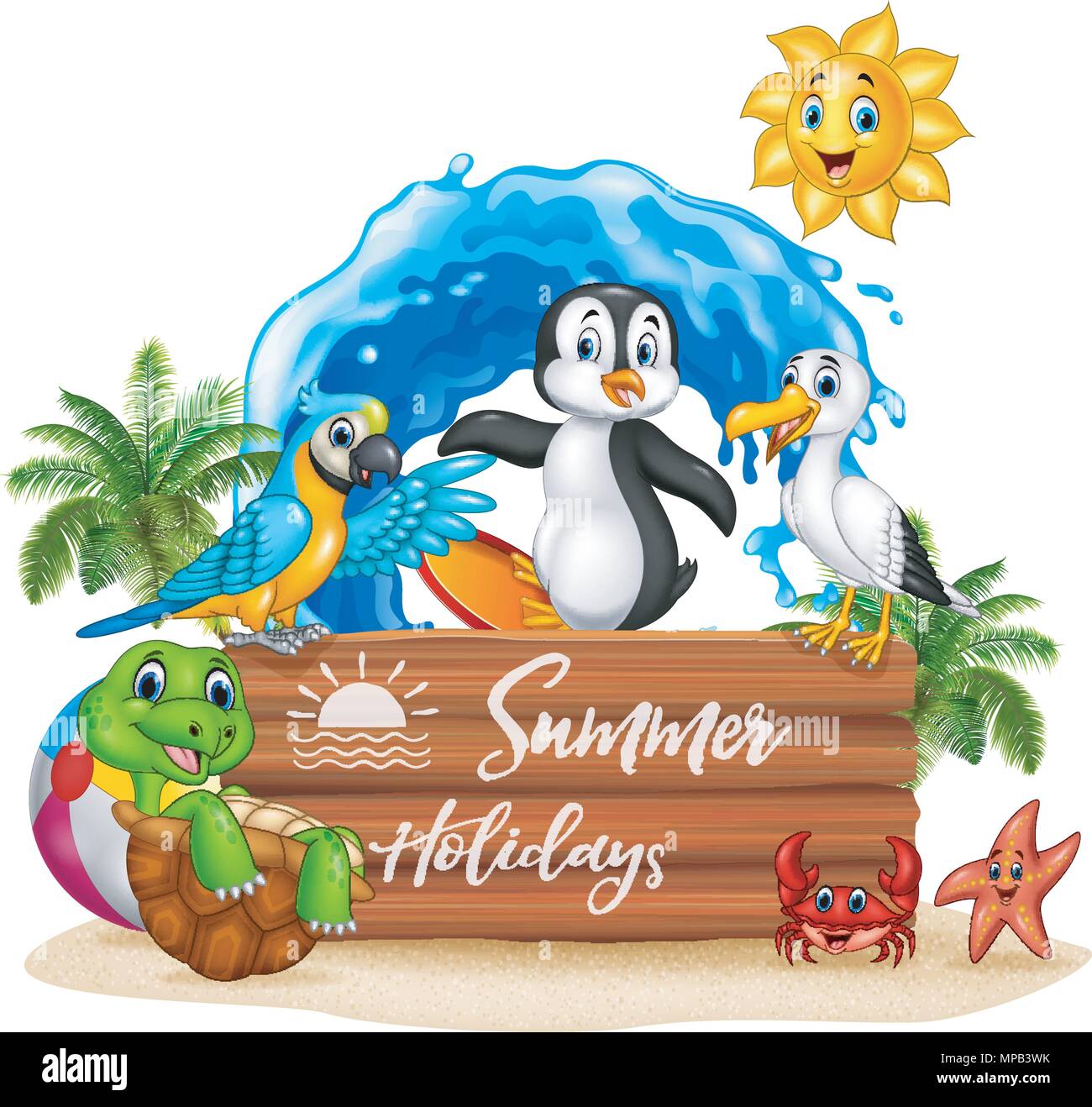 Summer holidays with funny animals Stock Vector Image & Art - Alamy