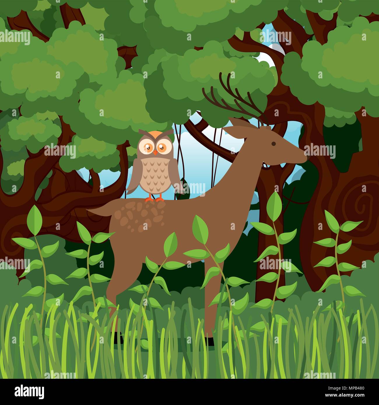 wild animals in the jungle scene Stock Vector Image & Art - Alamy