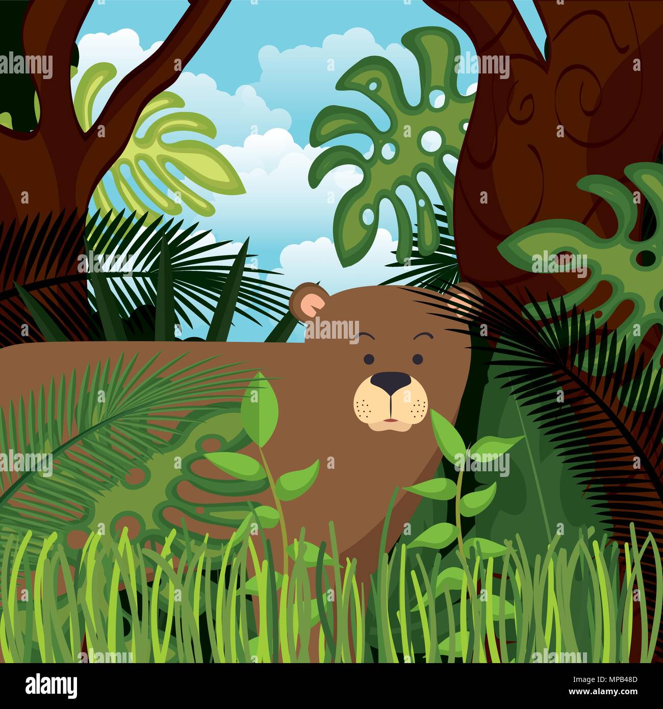 wild bear grizzly in the jungle scene Stock Vector Image & Art - Alamy
