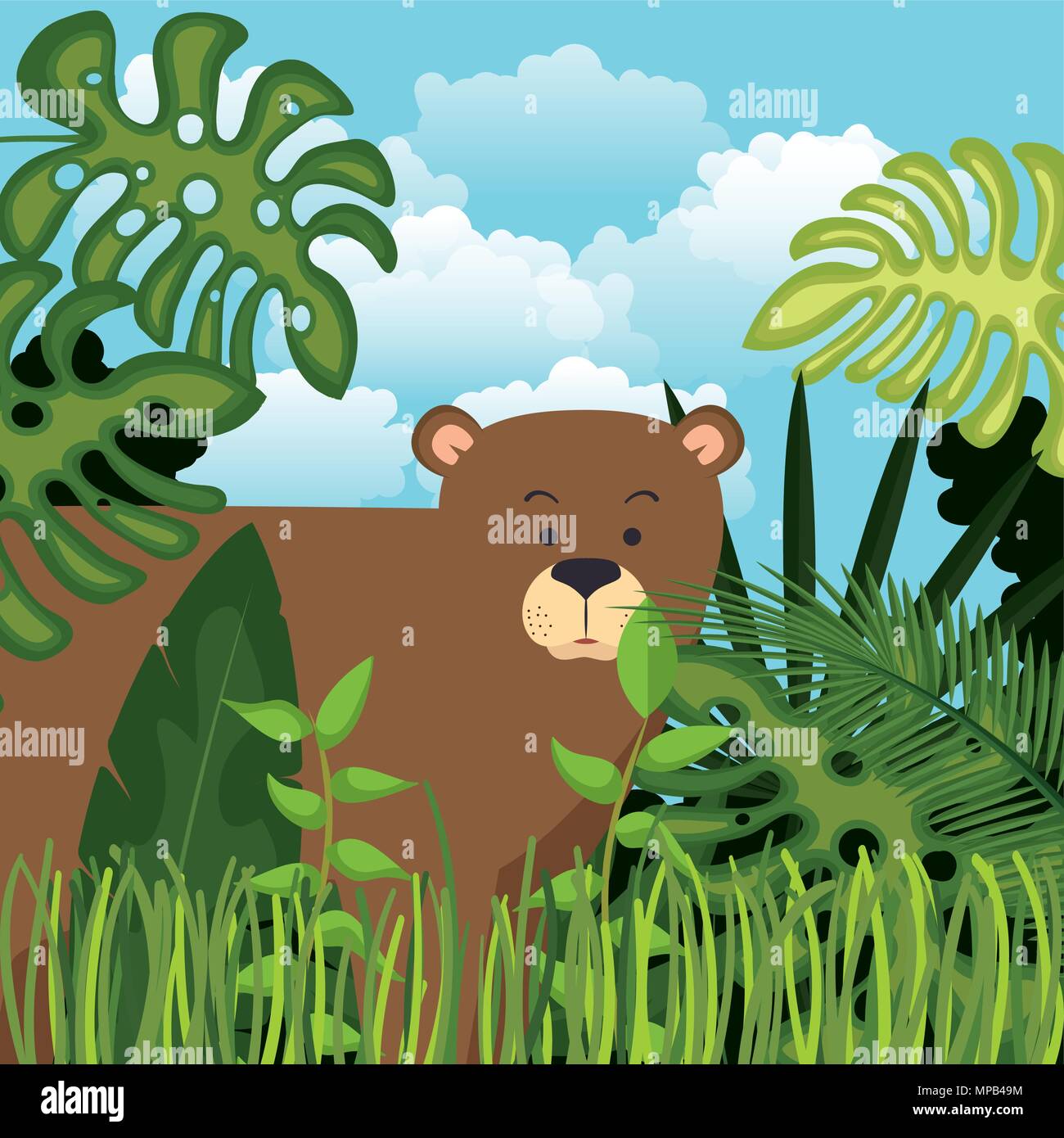 wild bear grizzly in the jungle scene Stock Vector Image & Art - Alamy