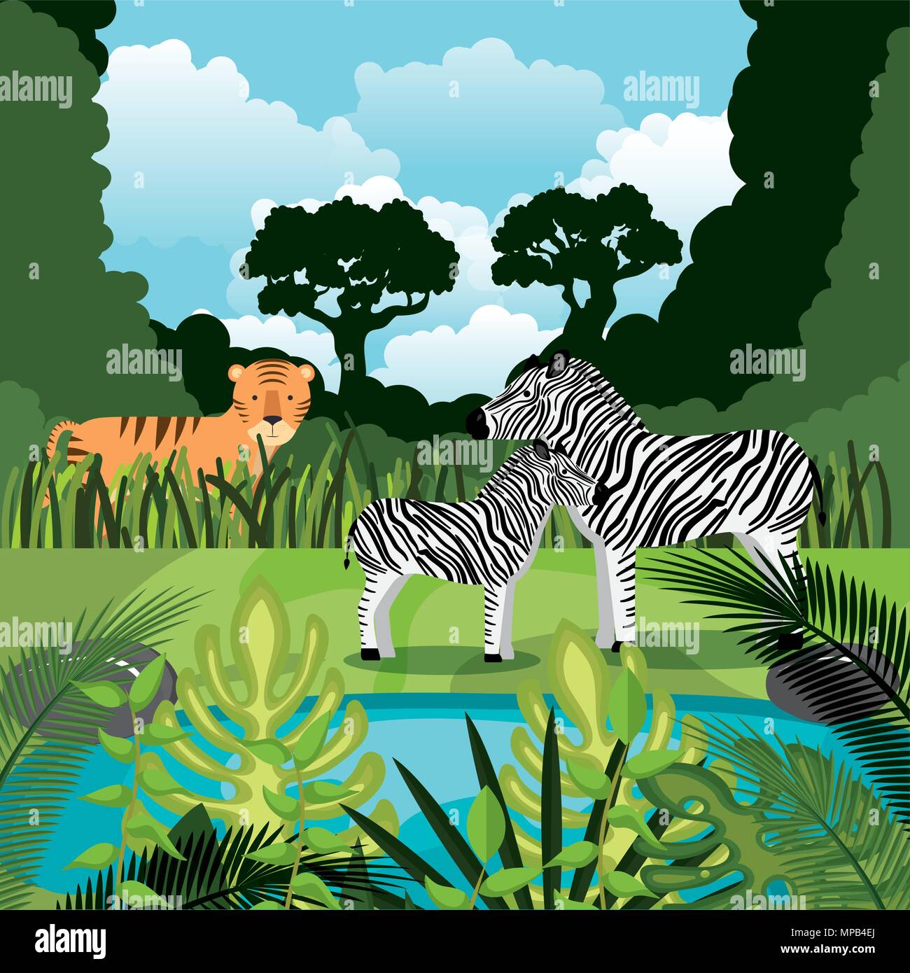 Tiger in the water Stock Vector Images - Alamy