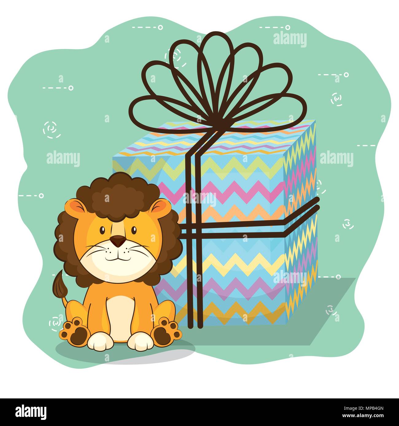 happy birthday card with cute lion Stock Vector Image & Art - Alamy