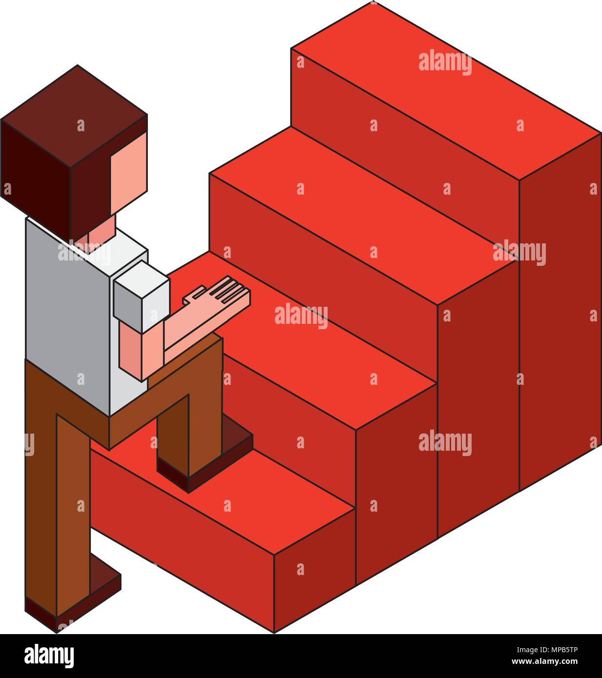 businessman climbing stairs success isometric Stock Vector Image & Art ...