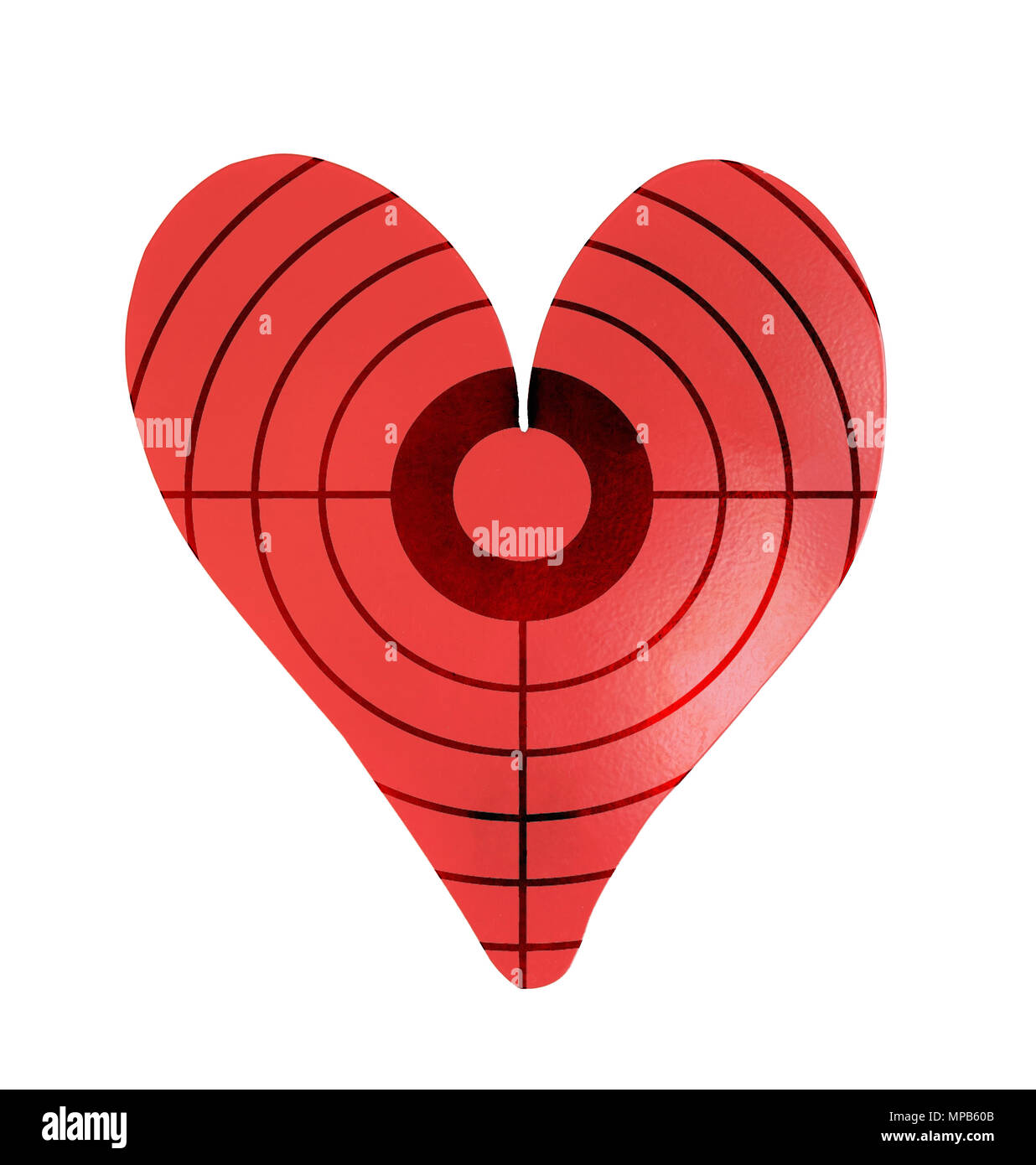 Target on a metal heart-shaped object, isolated on white Stock Photo ...