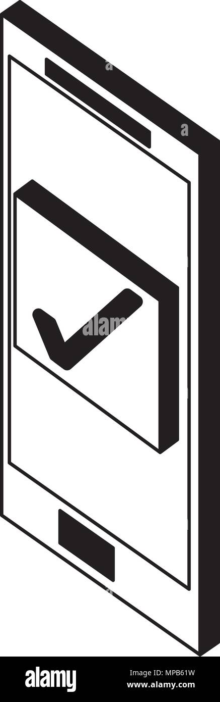 smartphone checkmark web button isometric Stock Vector
