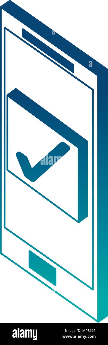 smartphone checkmark web button isometric Stock Vector