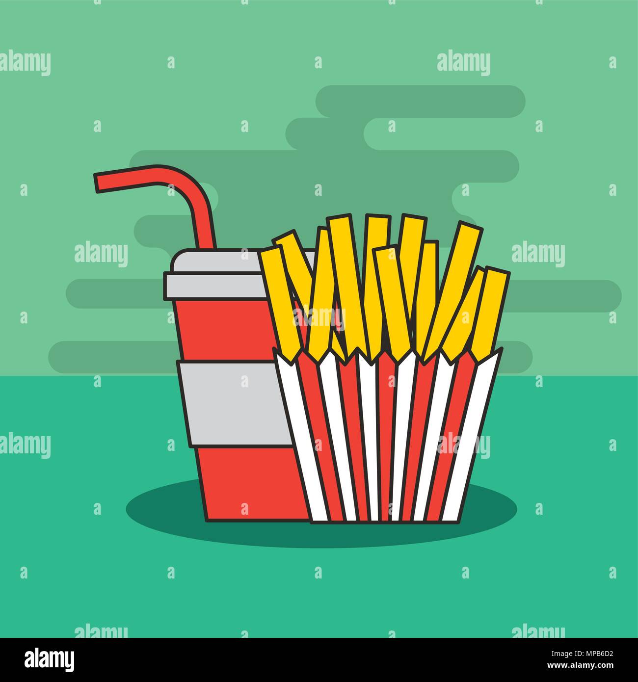 fast food french fries and soda in cup straw Stock Vector Image & Art