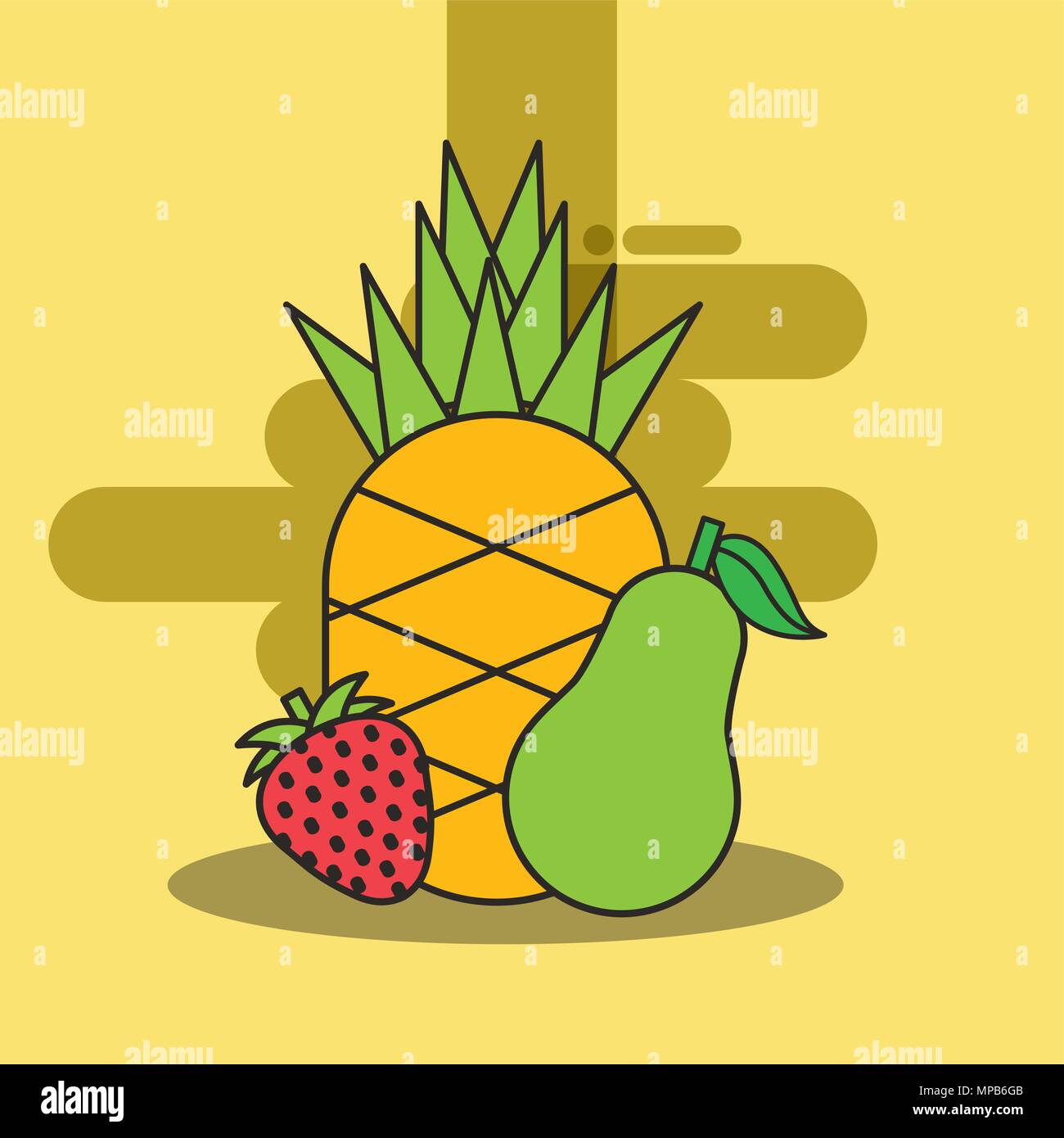 pineapple strawberry and pear fresh delicious Stock Vector Image & Art