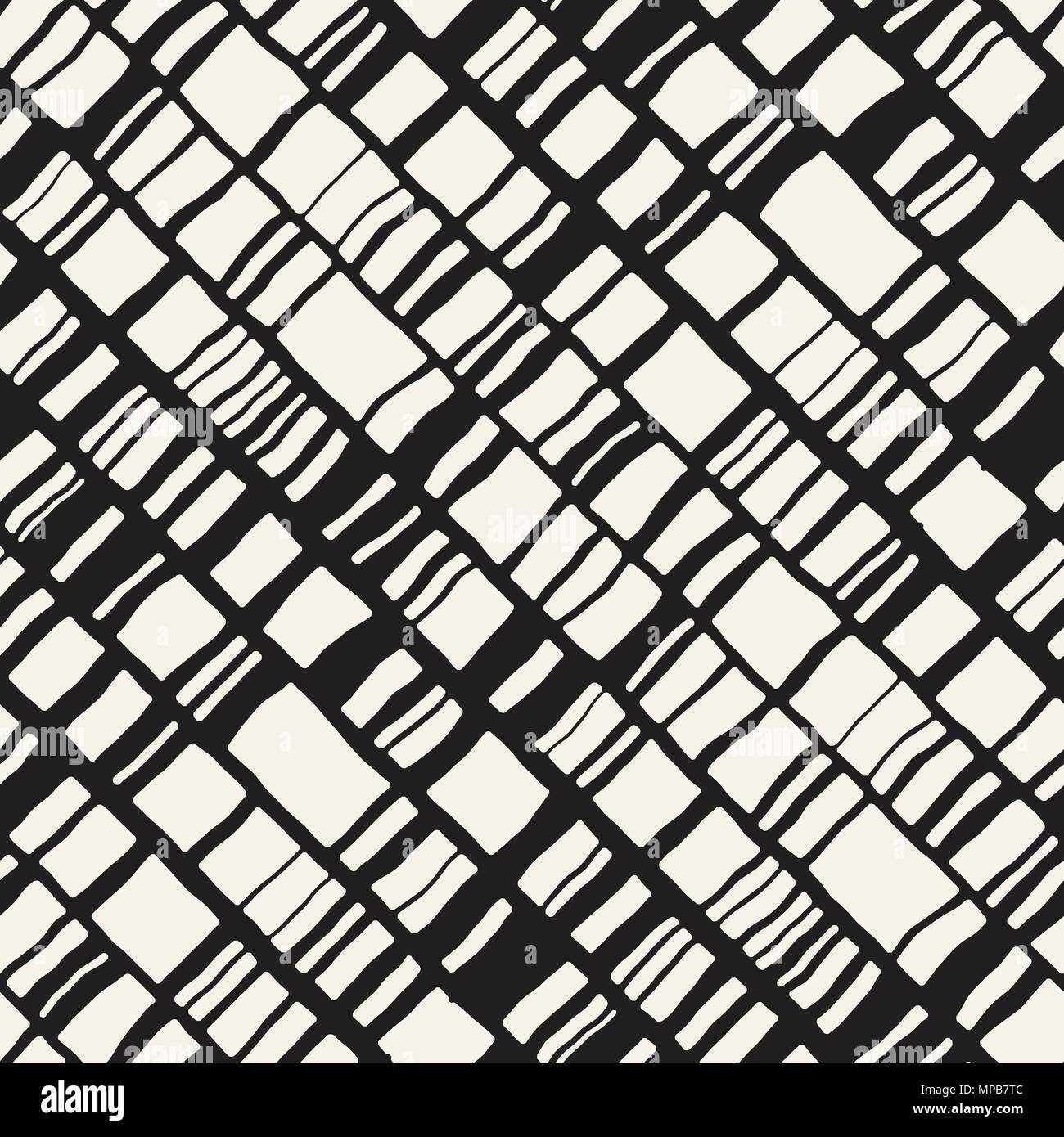 Vector seamless freehand pattern. Doodle monochrome print with hand ...