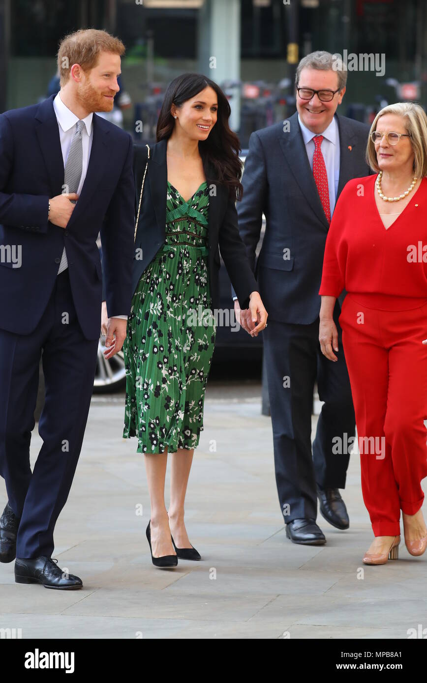 Prince Harry and Meghan Markle arrive at Australia House in London to meet with the Australian High Commissioner in the lead up to Invictus Games.  Featuring: Prince Harry, Meghan Markle, Lucy Turnbull, Australian High Commissioner Alexander Downer Where: London, United Kingdom When: 21 Apr 2018 Credit: John Rainford/WENN.com Stock Photo