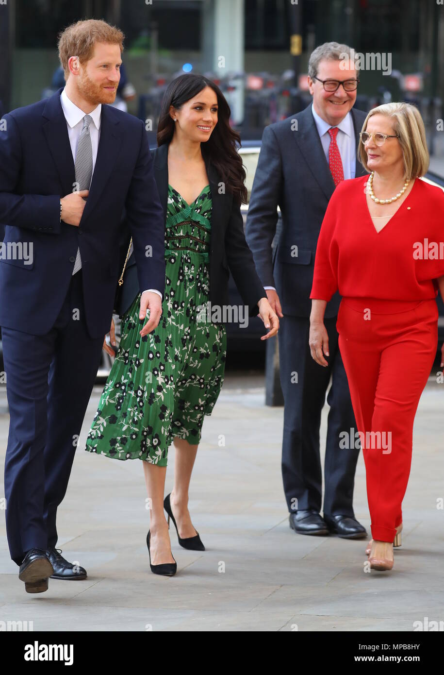 Prince Harry and Meghan Markle arrive at Australia House in London to meet with the Australian High Commissioner in the lead up to Invictus Games.  Featuring: Prince Harry, Meghan Markle, Lucy Turnbull, Australian High Commissioner Alexander Downer Where: London, United Kingdom When: 21 Apr 2018 Credit: John Rainford/WENN.com Stock Photo