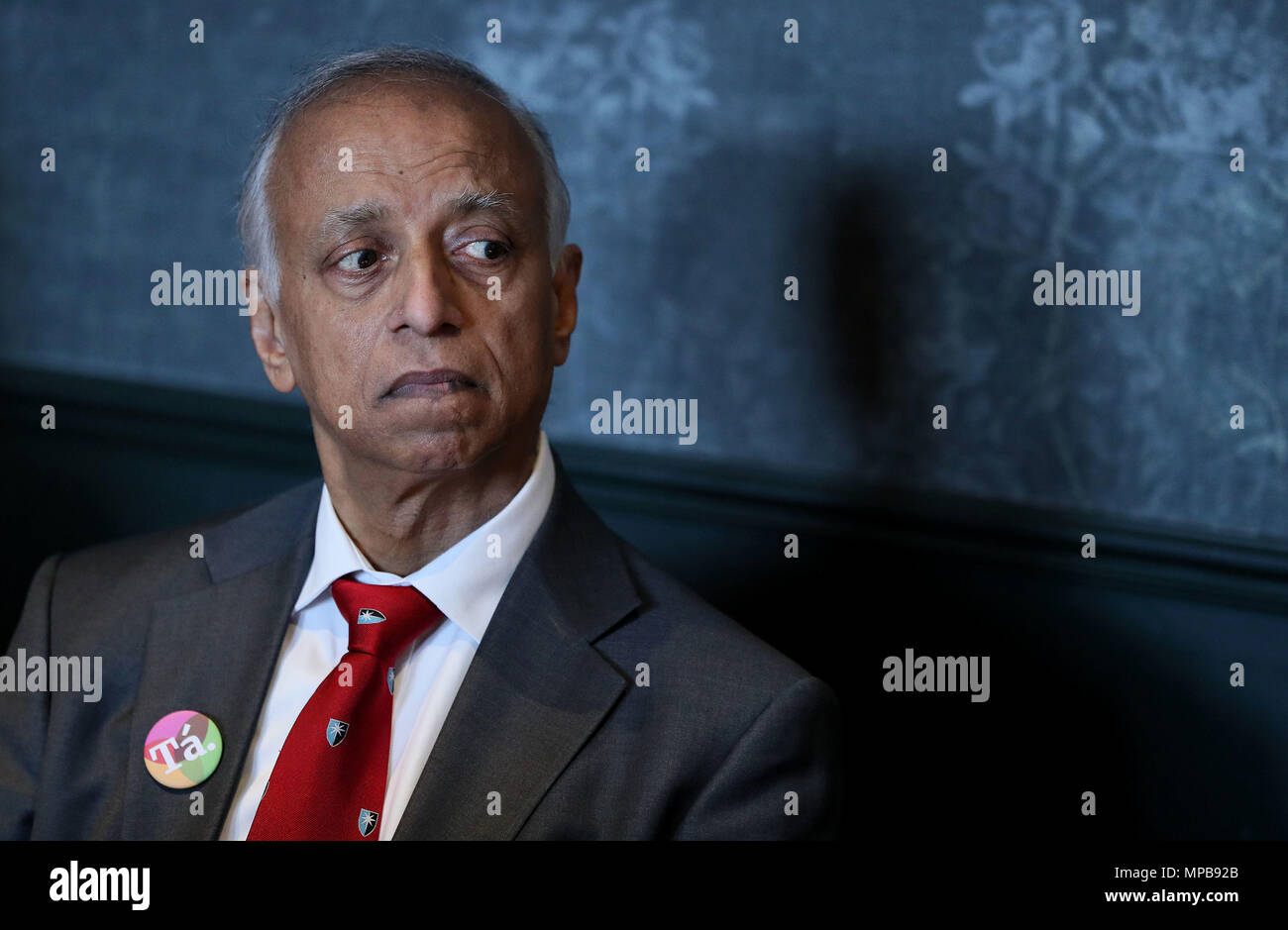 Professor Sir Sabaratnam Arulkumaran, who headed the inquiry into the death of Savita Halappanavar, speaking at a press event hosted by the Irish Family Planning Association (IFPA) at the Alex Hotel, Dublin, where he urged a Yes vote ahead of the referendum on the 8th Amendment of the Irish Constitution on May 25th. Stock Photo