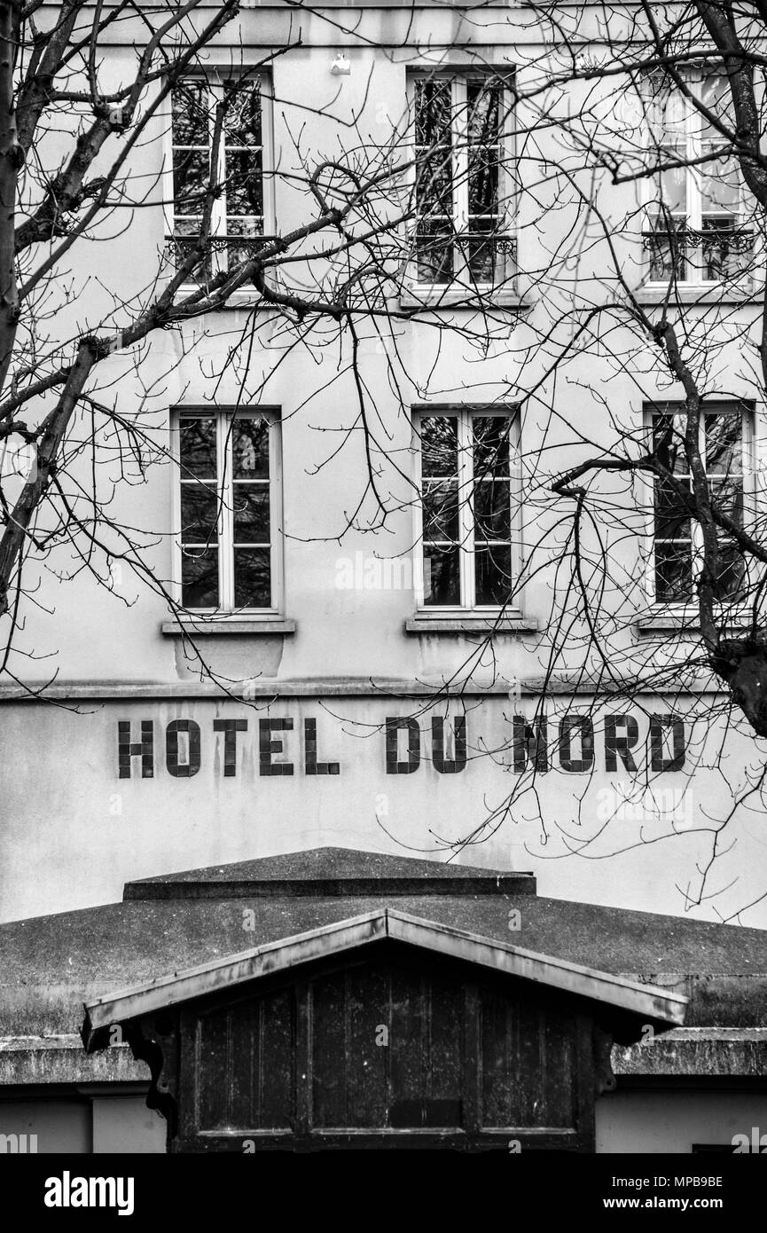 PARIS FRANCE - PARIS HOTEL - PARIS FAMOUS HOTEL DU NORD ALONG CANAL ST MARTIN - PARISIAN HOTELS - PARIS SMALL HOTEL © Frédéric BEAUMONT Stock Photo