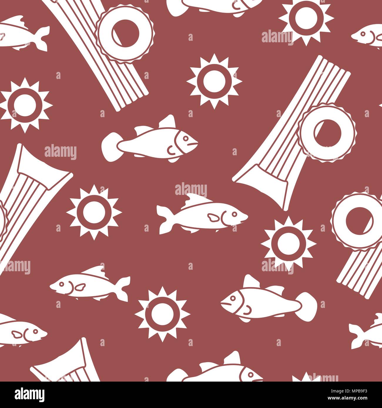 Seamless pattern with inflatable mattress, inflatable circle. Summer leisure. Stock Vector