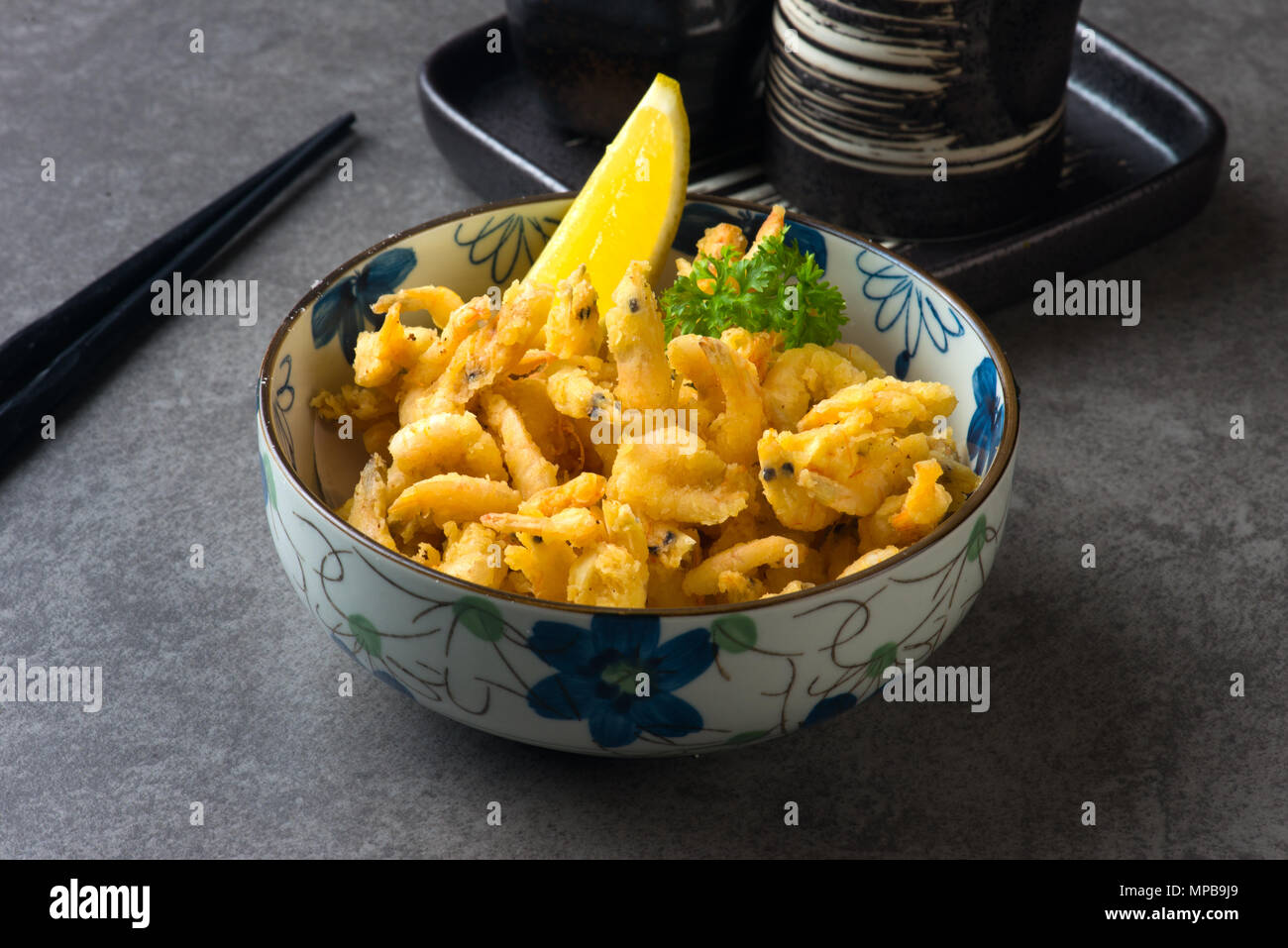 koebi karaage japanese deep fried small shrimp Stock Photo