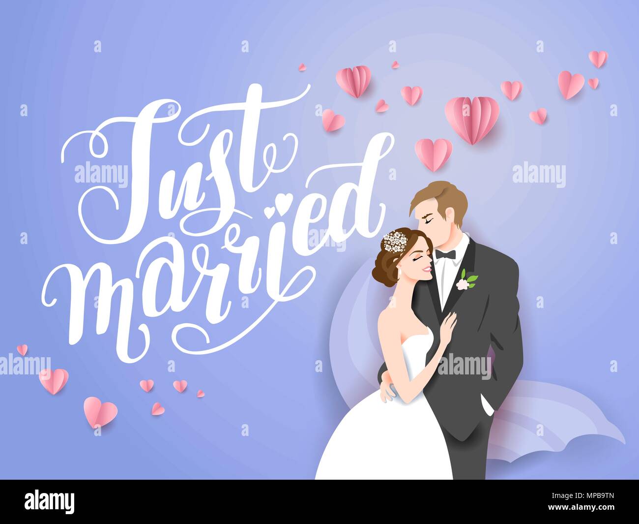 Art of Bride and groom card Stock Vector