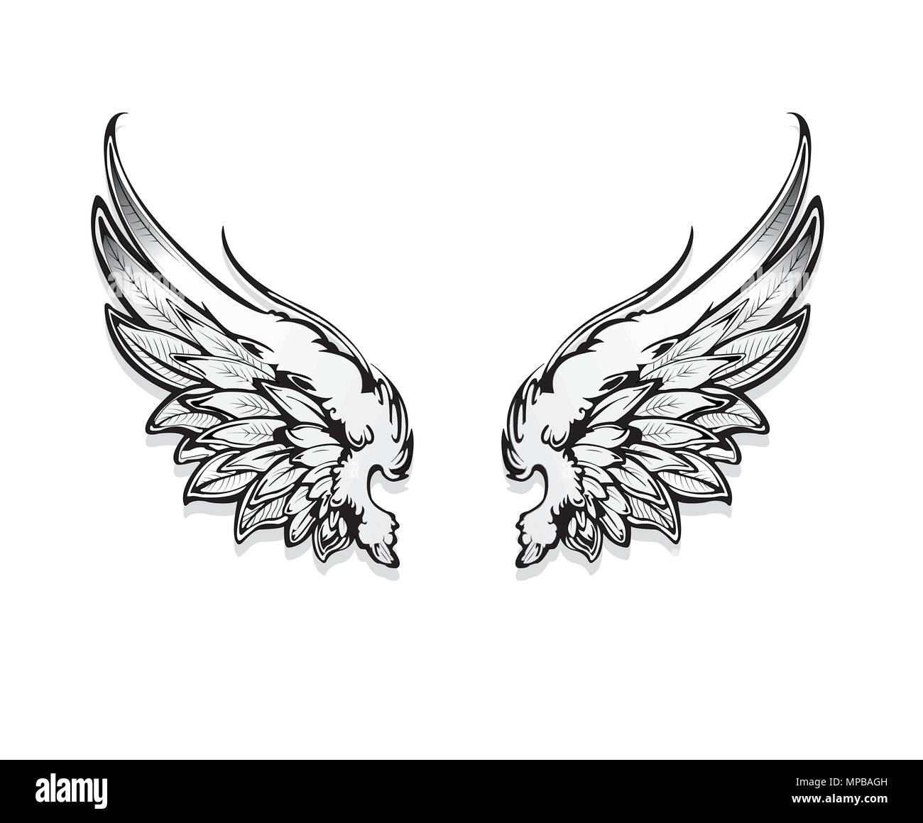 Hand drawn angel wings Stock Vector