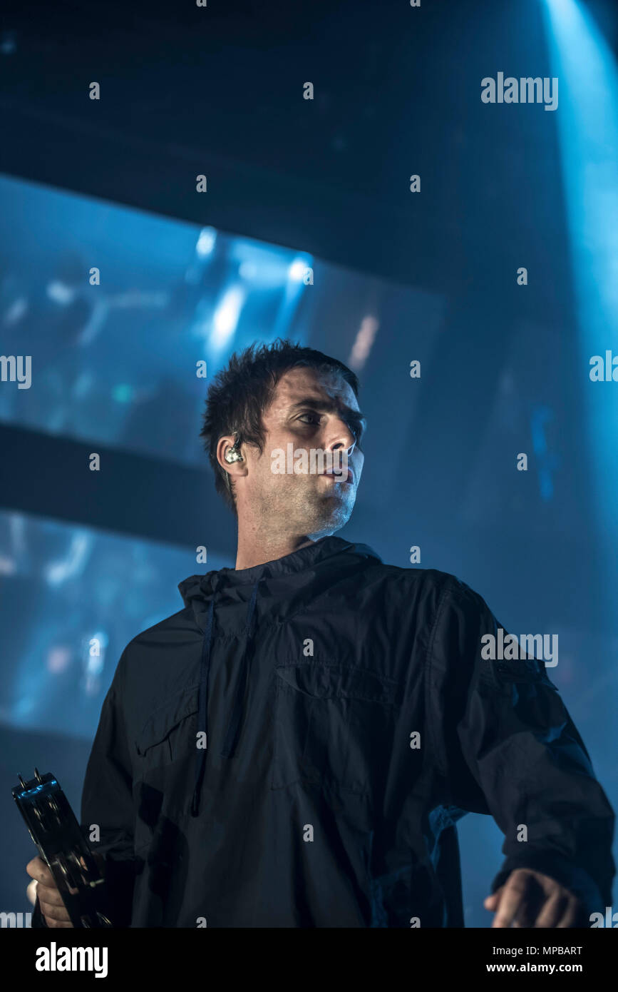 Liam Gallagher performing at fundraising concert for Manchester terror attack victims at O2 Ritz, Manchester - May 2017 Stock Photo
