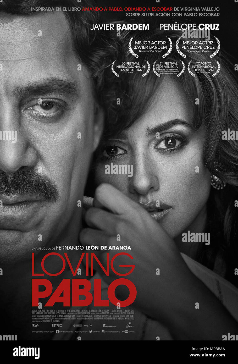 LOVING PABLO, poster from Spain, lr Javier Bardem as Pablo Escobar