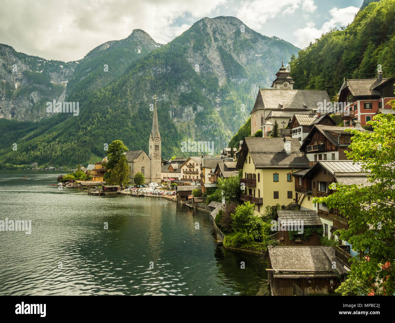 Hallstatt on Lake Halstatt, Austria Stock Photo