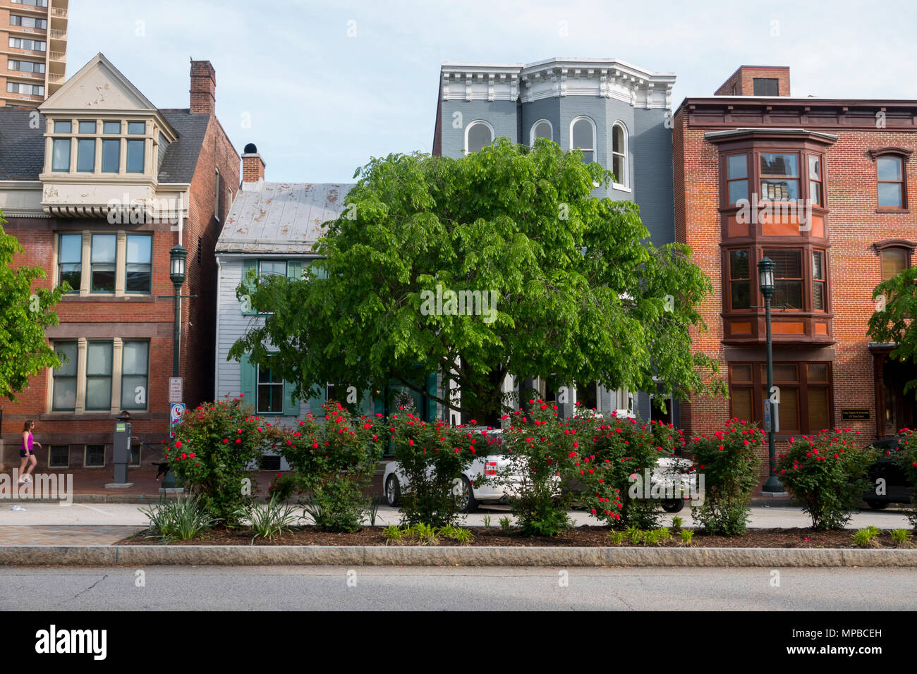 USA Pennsylvania PA Harrisburg old residential townhomes on State Street in the capitol Stock