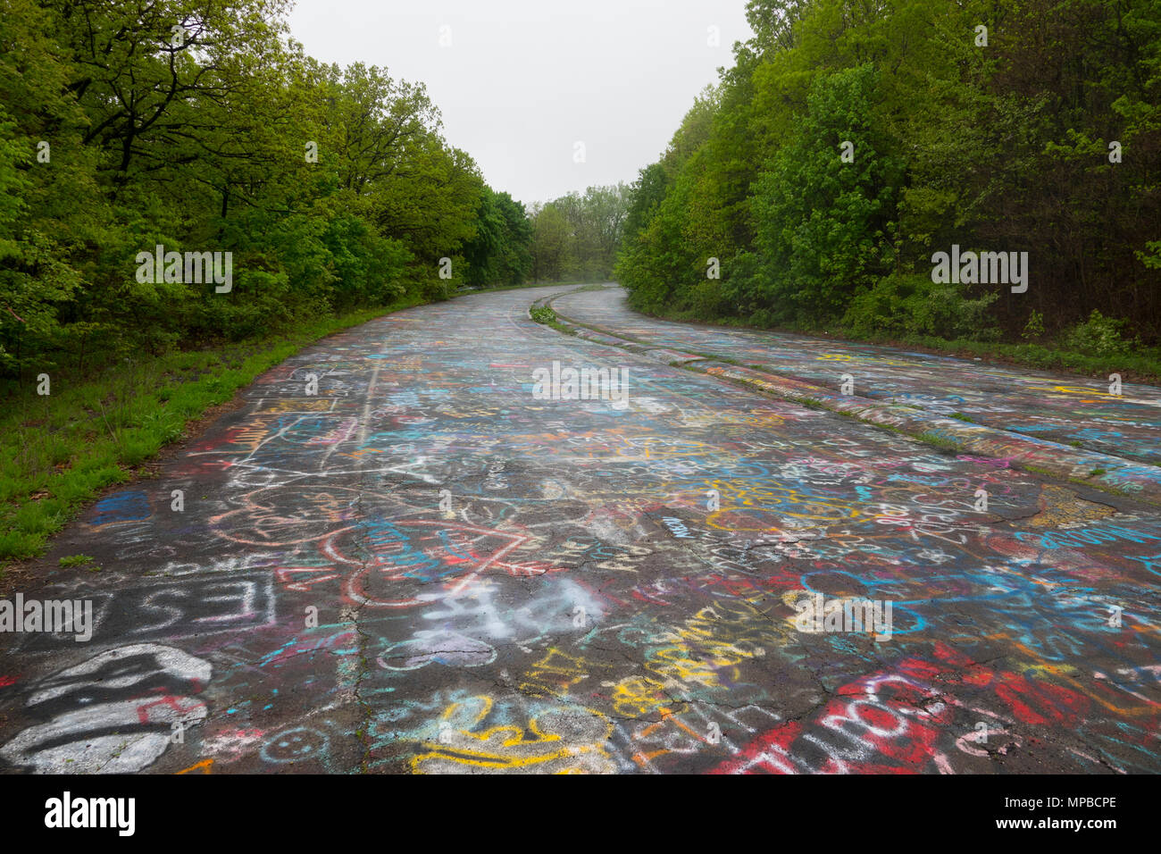 USA Pennsylvania PA Centralia An abandoned town and highway after a coal mine fire in 1962 Stock Photo
