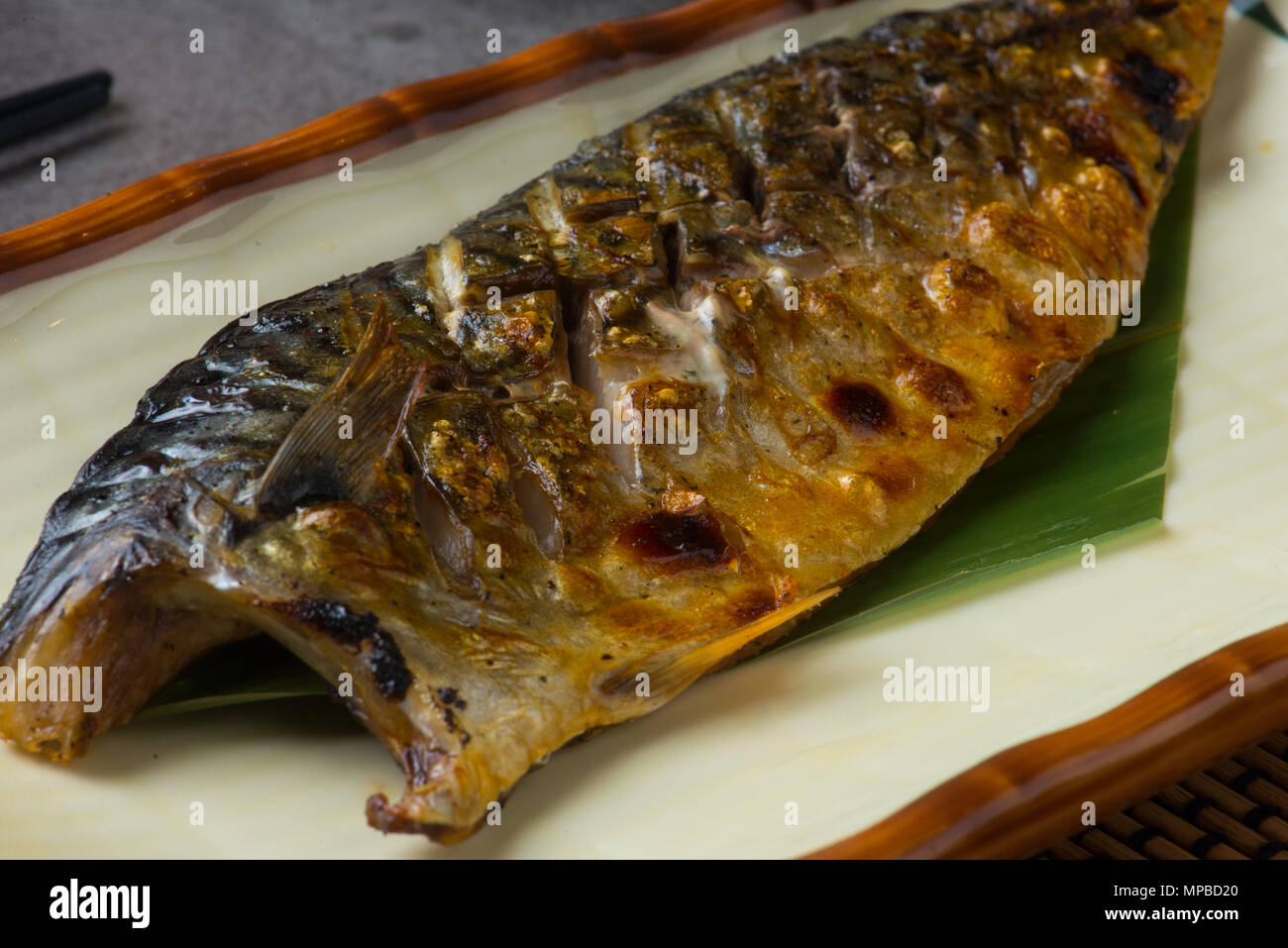 Saba fish grilled japanese food Stock Photo Alamy