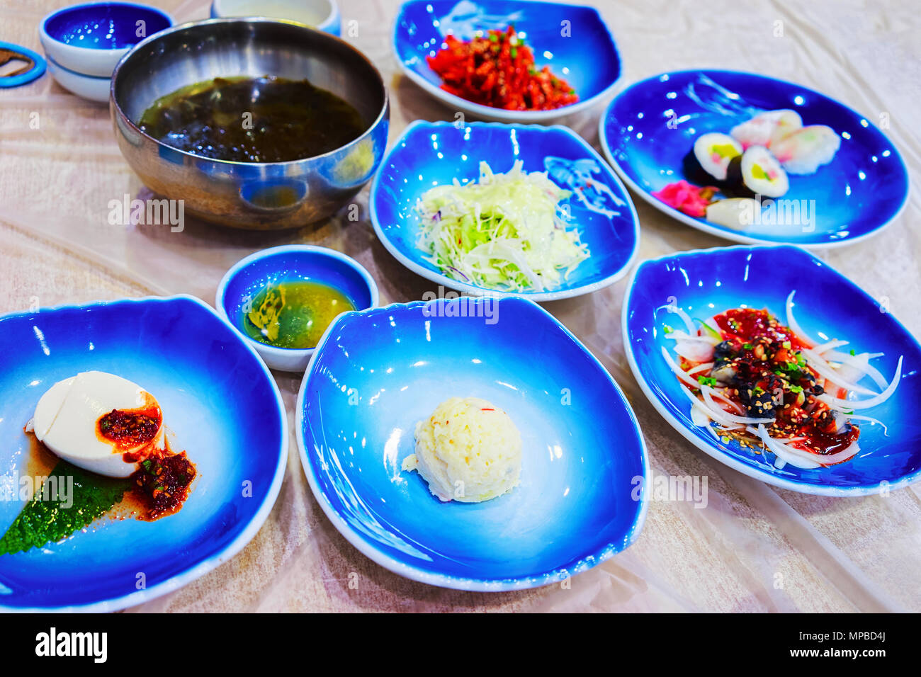 Traditional Korean food served in a restaurant in Busan, South Korea