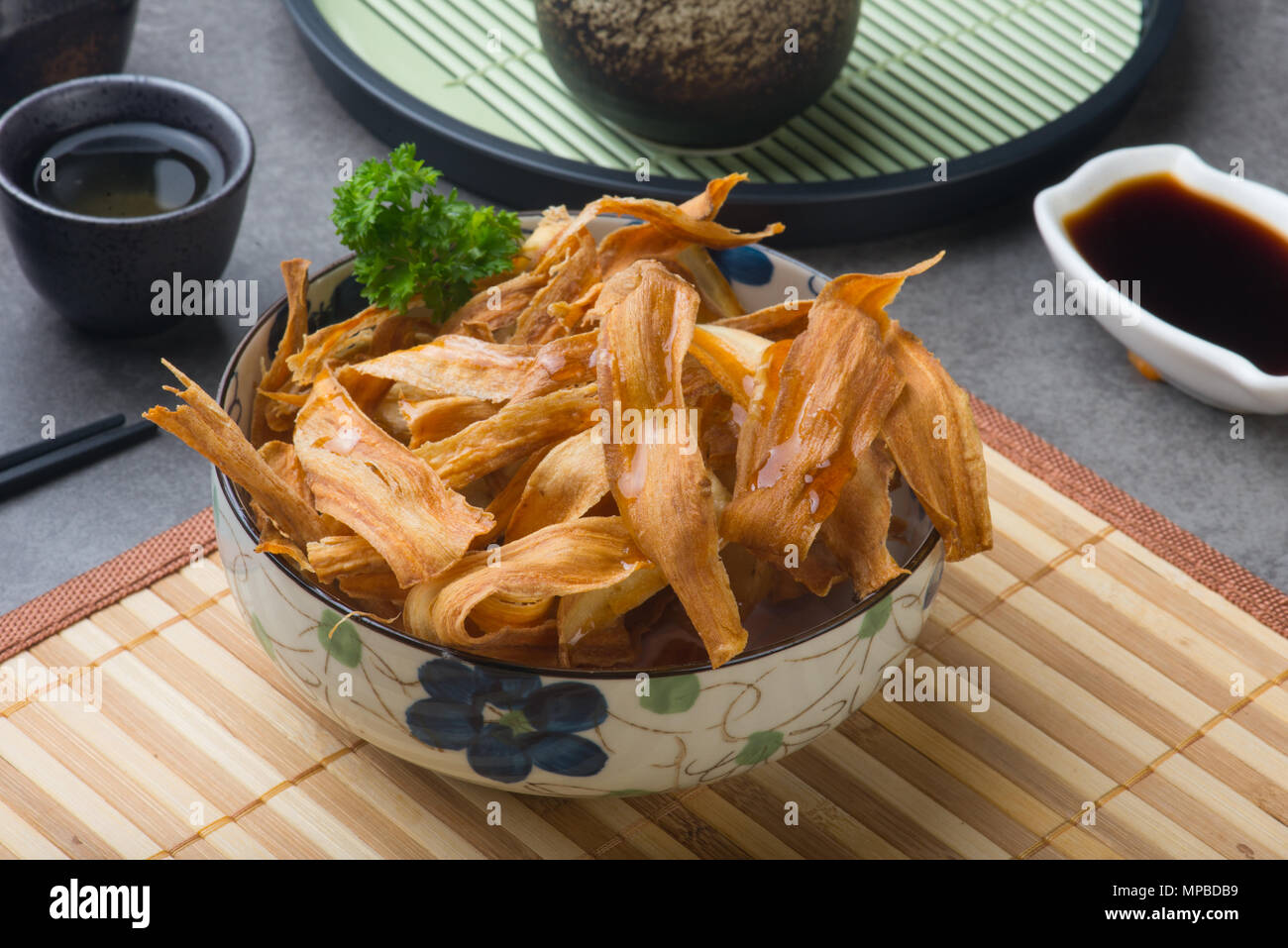 deep fried japanese burdock gobo Stock Photo