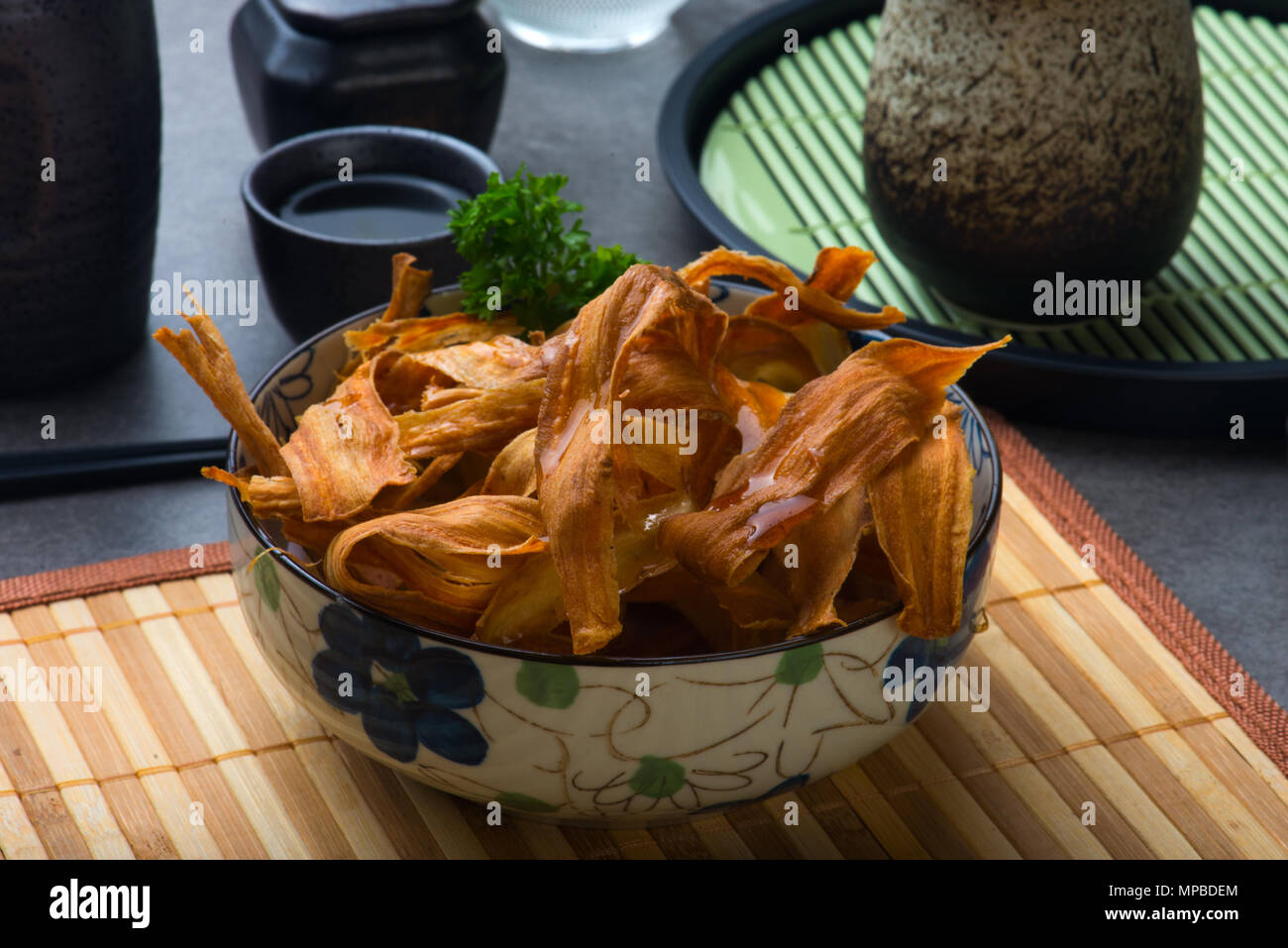 deep fried japanese burdock gobo Stock Photo