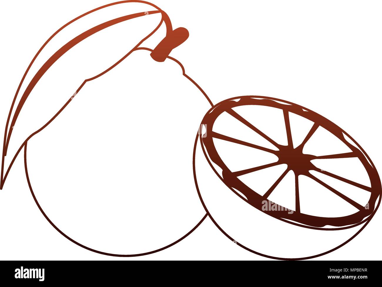 Orange half cut red lines Stock Vector