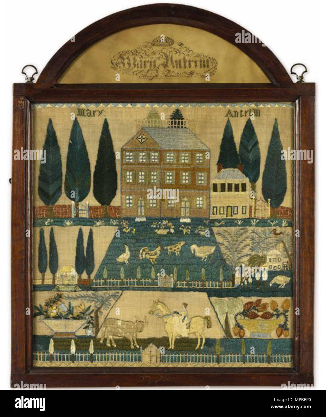 . English Needlework Sampler, Mary Antrim, Burlington Country, New Jersey, Dated 1807, Sotheby