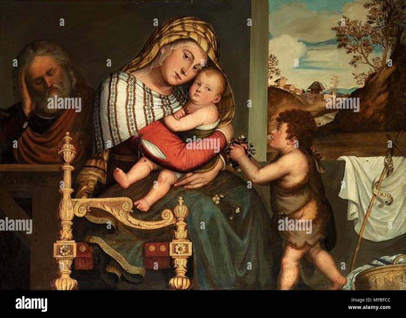 The holy family with the infant st john the baptist hi-res stock ...