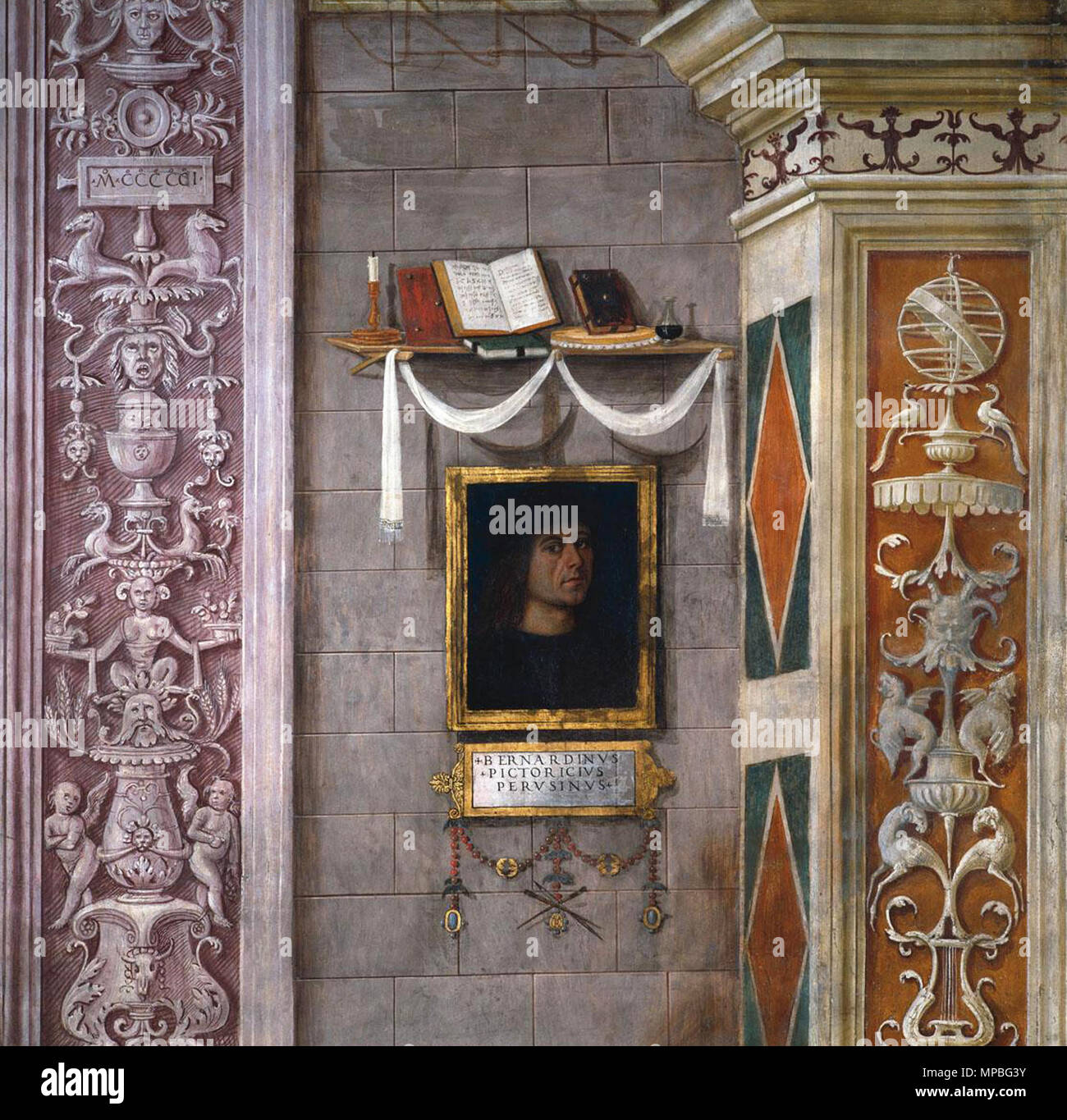 Autorretrato Pinturicchio, en los frescos de la Capilla Baglione 