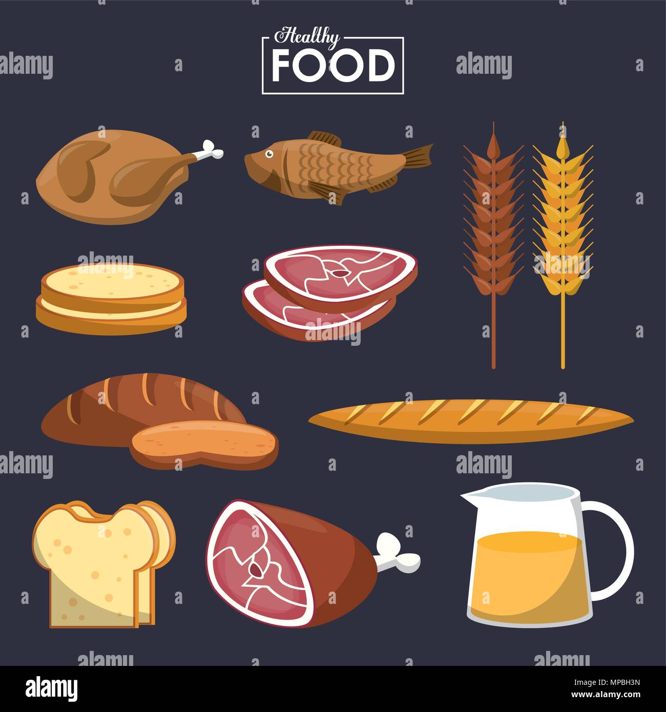 Set of healthy food Stock Vector Image & Art - Alamy