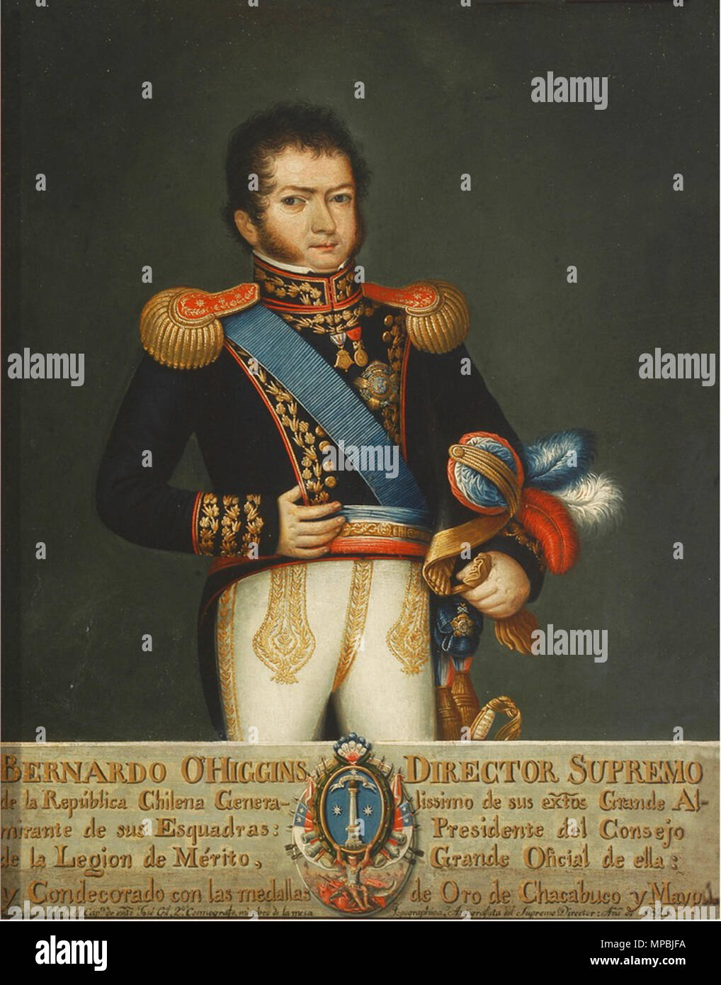 .  English: Bernardo O'Higgins, (1778 – 1842) Chilean independence leader . 1819.   937 O'Higgins Castro Stock Photo